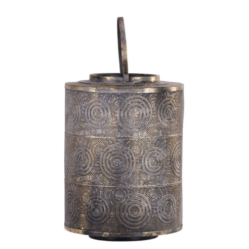 17.5" Gold And Brown Vintage Distressed Weathered Style Large Lantern 5 17.5" Gold And Brown Vintage Distressed Weathered Style Large Lantern - Image 3