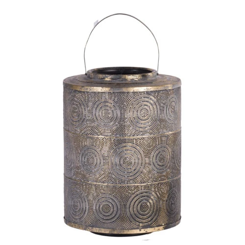 17.5" Gold And Brown Vintage Distressed Weathered Style Large Lantern 6 17.5" Gold And Brown Vintage Distressed Weathered Style Large Lantern - Image 4