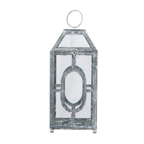 19.5" Gray And Clear Distressed Style Classic Large Lantern 5 19.5" Gray And Clear Distressed Style Classic Large Lantern - Image 3