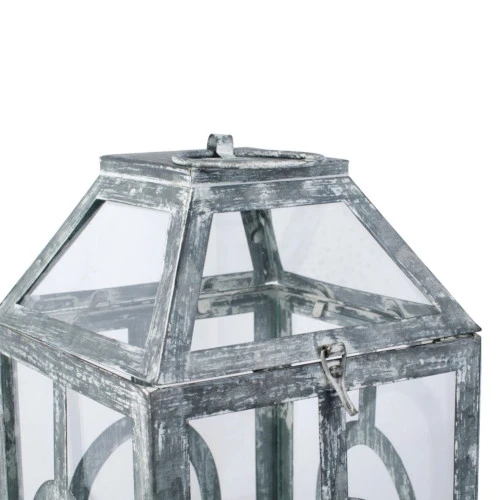 19.5" Gray And Clear Distressed Style Classic Large Lantern 7 19.5" Gray And Clear Distressed Style Classic Large Lantern - Image 5