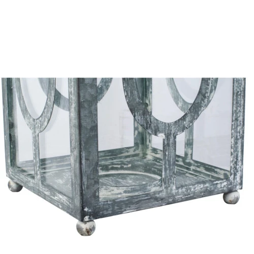 19.5" Gray And Clear Distressed Style Classic Large Lantern 8 19.5" Gray And Clear Distressed Style Classic Large Lantern - Image 6