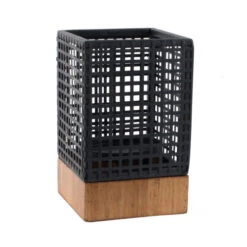 7.75" Night Black And Brown Rectangular Candle Holder