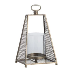 12.5" Gold And Clear Contemporary Airy Style Lantern