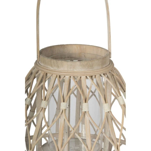 17.5" Brown And Clear Contemporary Woven Traditional Style Tapered Lantern 6 17.5" Brown And Clear Contemporary Woven Traditional Style Tapered Lantern - Image 4