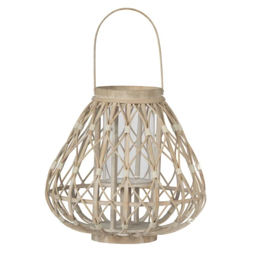 17.5" Brown And Clear Contemporary Woven Traditional Style Tapered Lantern 3 17.5" Brown And Clear Contemporary Woven Traditional Style Tapered Lantern