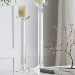 17.75" Clear Vintage Style Crystal Glass Candle Holder -Christmas Decoration Store dabhg ds75482 3 93646.1600910572