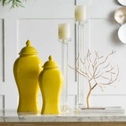 21.5" Clear Glass Tall Pillar Candle Holder -Christmas Decoration Store dabhg dsdt75582 03 78871.1657129360