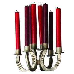 7.5" Silver Metallic Vintage Classic Style Horseshoes Candelabra