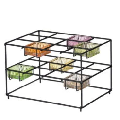 9.5" Black And Orange Jurupa Two Tier Candle Stand