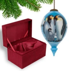 4.75” Blue And White Penguins Hand Painted Mouth Blown Glass Hanging Christmas Ornament -Christmas Decoration Store dacf 1710464 4 55343.1601516020