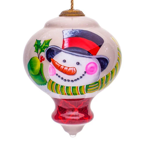 5” Winter Wonderland Snowman Hand Painted Mouth Blown Glass Hanging Christmas Ornament 3 5” Winter Wonderland Snowman Hand Painted Mouth Blown Glass Hanging Christmas Ornament