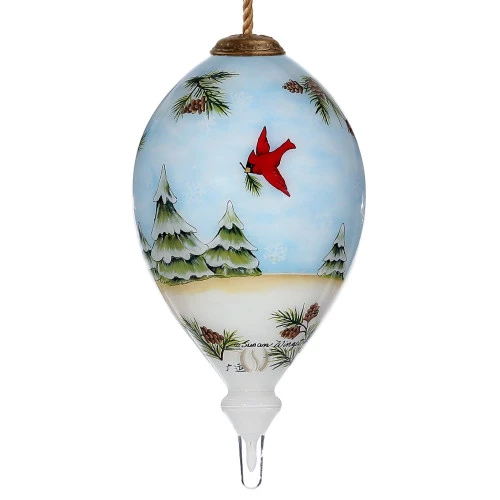6" Hand Painted Mouth Blown Glass Snowman Finial Christmas Ornament 4 6" Hand Painted Mouth Blown Glass Snowman Finial Christmas Ornament - Image 2