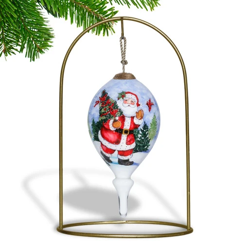 3.75” Red And White Santa Claus Hand Painted Mouth Blown Glass Hanging Christmas Ornament 4 3.75” Red And White Santa Claus Hand Painted Mouth Blown Glass Hanging Christmas Ornament - Image 2