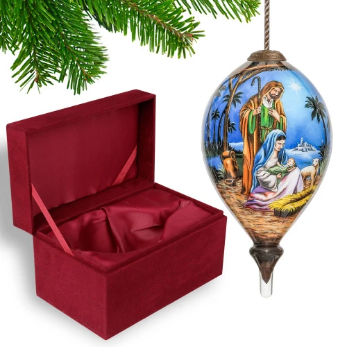 6" Holy Family Religious Christmas Finial Shaped Glass Ornament 7 6" Holy Family Religious Christmas Finial Shaped Glass Ornament - Image 5