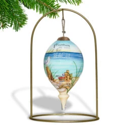 4.75” Ivory And Blue Beach Glass Hanging Christmas Ornament -Christmas Decoration Store dacf 1911078 4 31414.1601515726