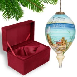 4.75” Ivory And Blue Beach Glass Hanging Christmas Ornament -Christmas Decoration Store dacf 1911078 5 83527.1601515726