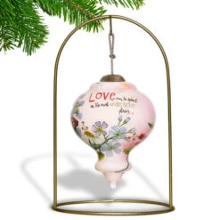 3.75” White And Green Floral Design Hand Painted Mouth Blown Glass Hanging Christmas Ornament -Christmas Decoration Store dacf 1911084 4 15137.1601516041