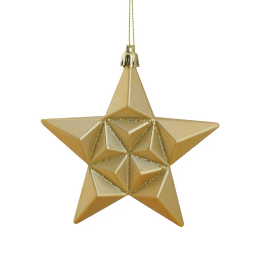 12ct Vegas Gold Shatterproof 2-Finish Christmas Star Ornaments 5" 3 12ct Vegas Gold Shatterproof 2-Finish Christmas Star Ornaments 5"