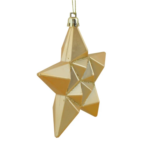 12ct Vegas Gold Shatterproof 2-Finish Christmas Star Ornaments 5" 4 12ct Vegas Gold Shatterproof 2-Finish Christmas Star Ornaments 5" - Image 2