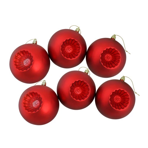 6ct Red Shatterproof Matte Christmas Ball Ornaments 4" (100mm) 4 6ct Red Shatterproof Matte Christmas Ball Ornaments 4" (100mm) - Image 2