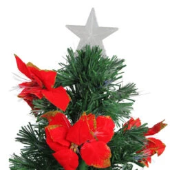 3' Pre-Lit Medium Fiber Optic Red Poinsettias Artificial Christmas Tree - Multicolor Lights -Christmas Decoration Store dak gd 47090 2 22053.1588414608