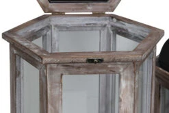 Set Of 2 Brown And Black Distressed Hexagonal Handmade Lantern With Metal Top 25" -Christmas Decoration Store dcri 5278 2 6 28170.1587644327