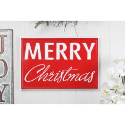 18.5" Red And White "MERRY Christmas" Wall Sign -Christmas Decoration Store dcri 5352 02 63780.1695052435