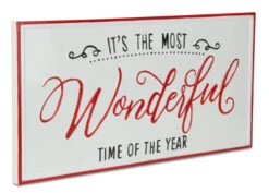 18.5" White And Red "IT'S THE MOST Wonderful TIME OF THE YEAR" Wall Sign