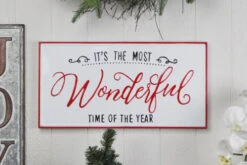 18.5" White And Red "IT'S THE MOST Wonderful TIME OF THE YEAR" Wall Sign -Christmas Decoration Store dcri 5354 4 90982.1587644326