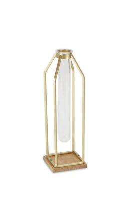 12.25" Gold And Brown Handmade Metal Lantern With Glass Tube Insert -Christmas Decoration Store dcri 5483l gd 3 84861.1587644248