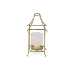 12.25" Gold And Clear Bamboo Style Candle Holder -Christmas Decoration Store dcri 5576gd 6 51845.1587644314