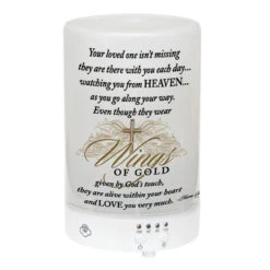 5.75” LED White “Wings Of Gold” Bereavement Religious Essential Oil Diffuser
