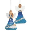 3.75" Blue And White Angel And Baby Jesus Christmas Ornament