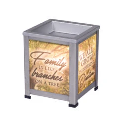 8" Gray And Orange "Family IS LIKE Branches ON A TREE" Candle Warmer