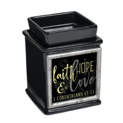5" Black And Yellow "faith HOPE And Love" Candle Warmer