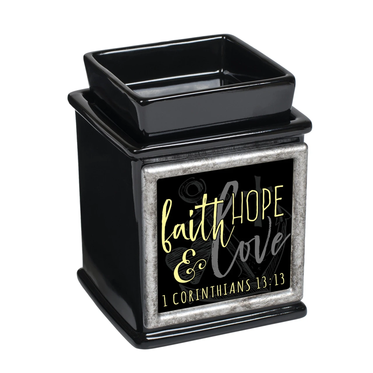 5" Black And Yellow "faith HOPE And Love" Candle Warmer 3 5" Black And Yellow "faith HOPE And Love" Candle Warmer
