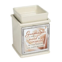 Beige And Silver Colored Granddaughter Interchangeable Candle Warmer 5"