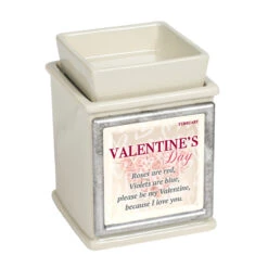 5" Ivory And Red Valentine's Day Themed Electric Warmer
