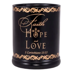 8" Black And Brown "Faith HOPE And LOVE" Candle Warmer