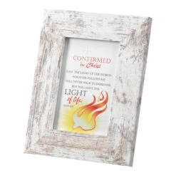 8.5" White And Yellow Distressed Finish Rectangular Photo Frame Tabletop