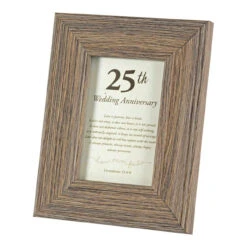 9" White And Brown "25th Wedding Anniversary" Wishes Printed Photo Frame
