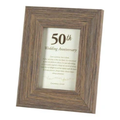 9" White And Brown "50th Wedding Anniversary" Wishes Printed Photo Frame