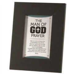 8.5" Black And White Bible Words Rectangular Tabletop Photo Frame