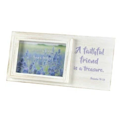12" White And Purple Floral Rectangular Photo Frame Tabletop