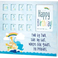 15" Blue And White Noah's Ark Two By Two Wall Photo Frame