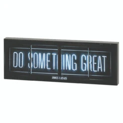 10.75" Taupe Brown And White "DO SOMETHING GREAT" Printed Rectangular Wall Plaque - 34141804