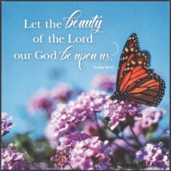 5.75" Blue And Pink Psalm 90:17 Verse Printed Rectangular Wall Plaque - 34141829