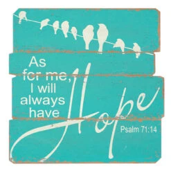 19" Blue And Ivory Bible Quote Square Wall Plaque
