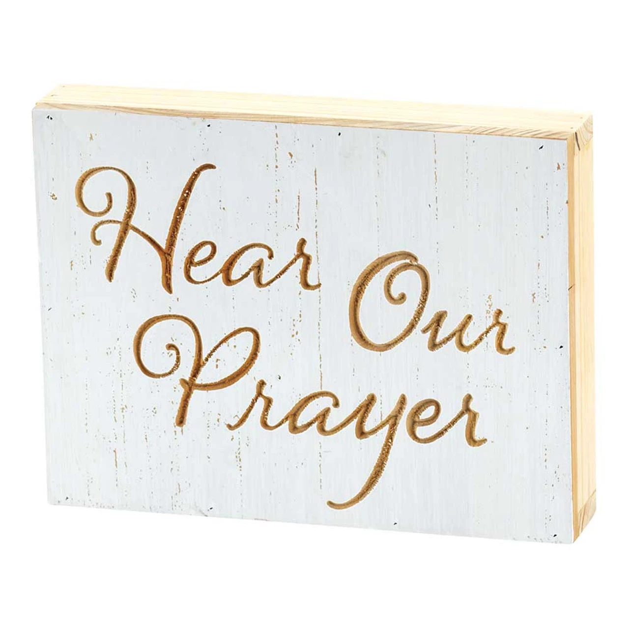 8" White And Beige "Hear Our Prayer" Tabletop Plaque 3 8" White And Beige "Hear Our Prayer" Tabletop Plaque