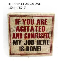 Set Of 2 Beige And Red Quote Printed Square Wall Plaques 12" - 34254939